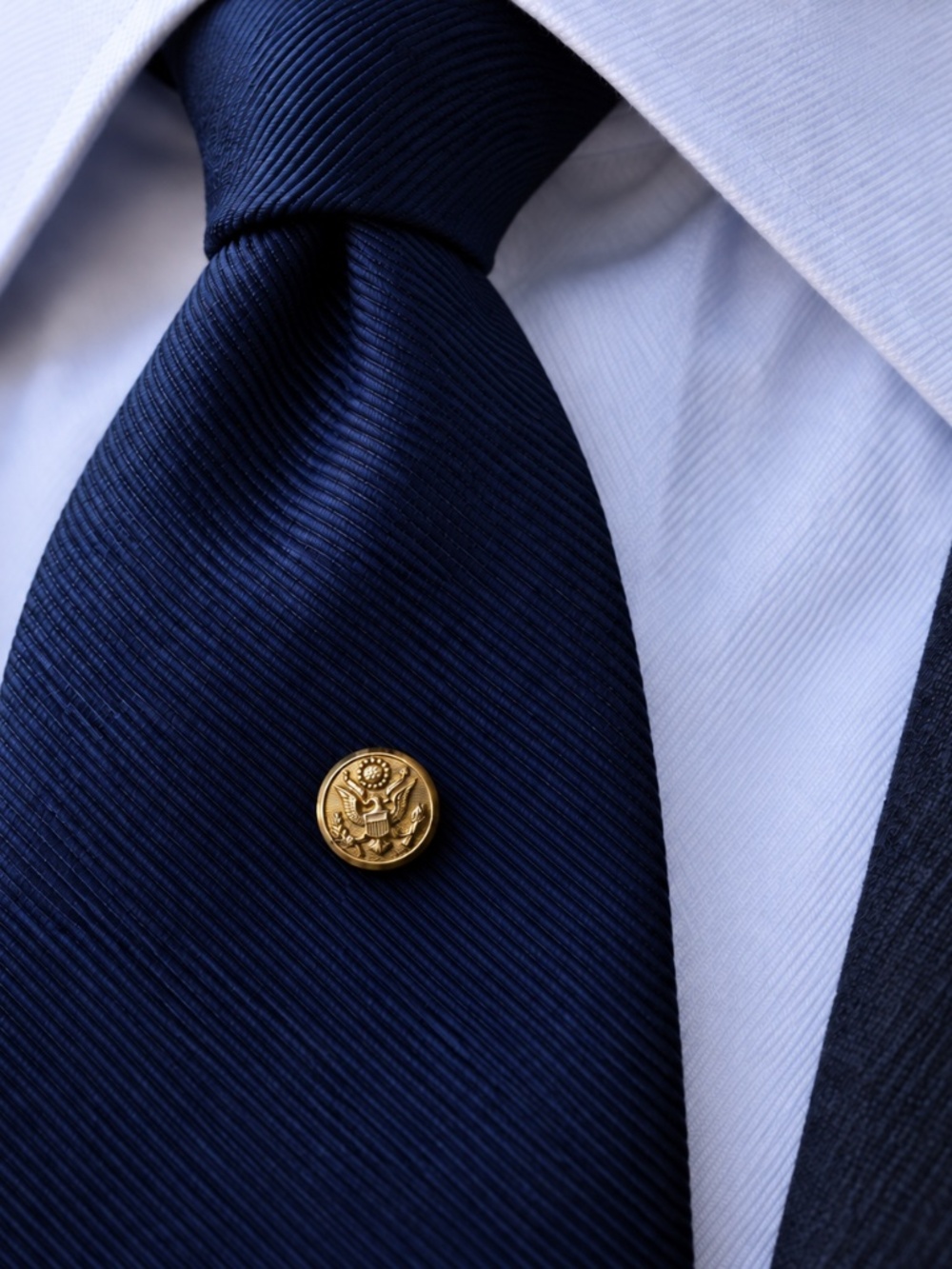 Vintage U.S. Great Seal Waterbury Button Tie Pin — likely 1930s–1940s.